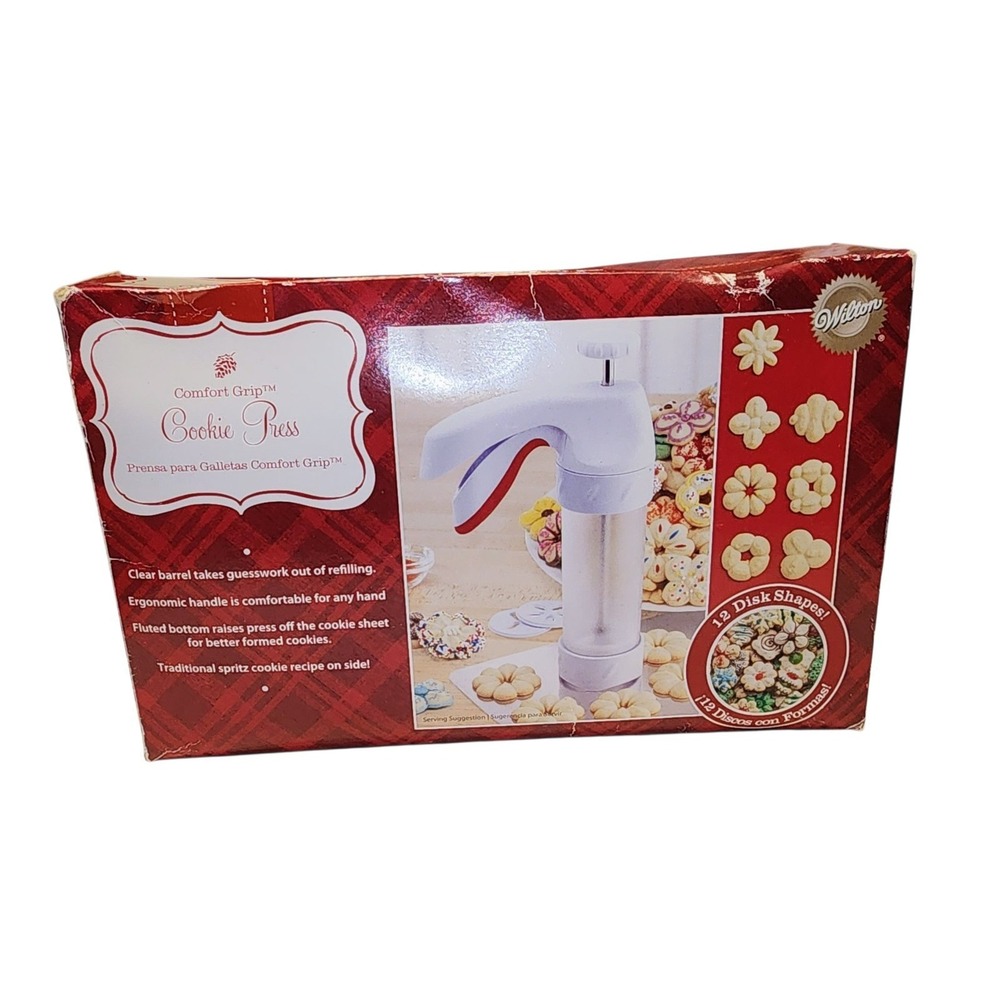 🔥 Wilton Comfort Grip Cookie Classic Press Ergonomic Handle & 12 Disk Shapes 🔥
